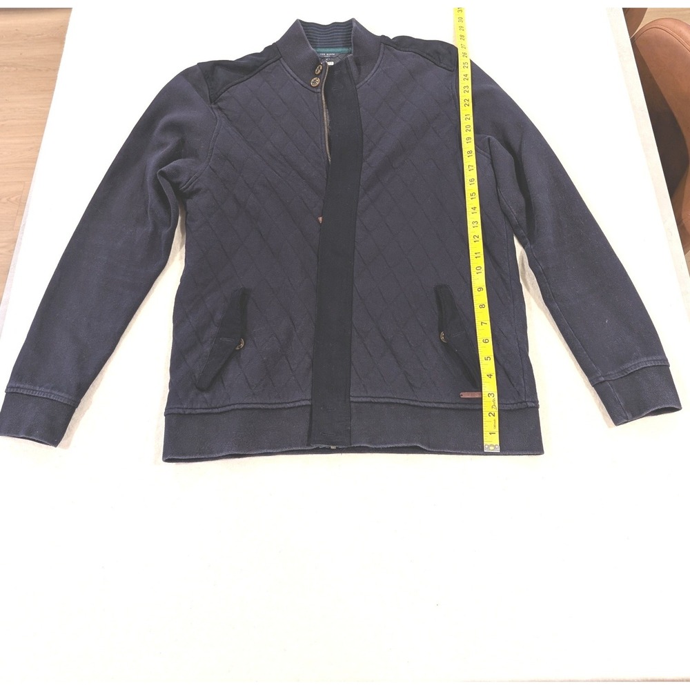 Ted Baker London Quilted Bomber Jacket Navy Blue Full Zip Collar Women Size 6